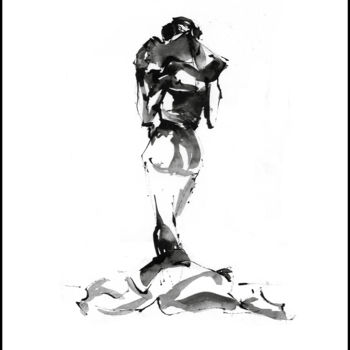 Dessin intitulée "Douceur de corps -…" par Celine Violet, Œuvre d'art originale, Encre
