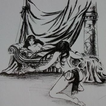 Tekening getiteld "Princesses" door Céline Baubeau, Origineel Kunstwerk