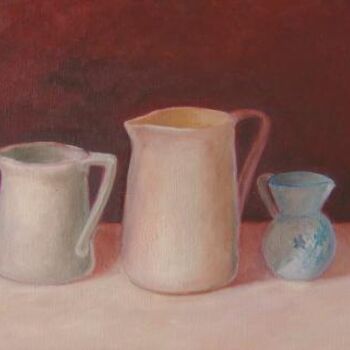 Painting titled "PETITS POTS" by Céline Laforêt, Original Artwork, Oil