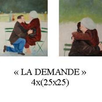 Painting titled "la demande" by Céline Laforêt, Original Artwork, Oil