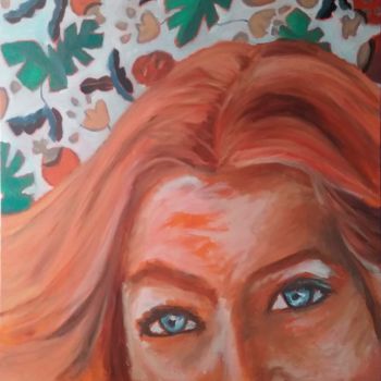 Painting titled "Blue eyes" by Celine Royer, Original Artwork, Oil