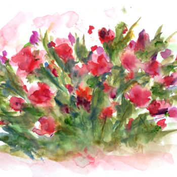 Painting titled "flowers" by Céline Vicente, Original Artwork, Watercolor