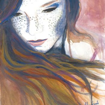Painting titled "Lacerta" by Céline Vicente, Original Artwork, Watercolor