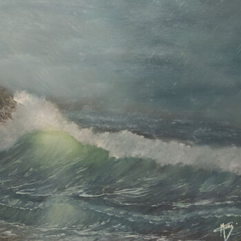 Painting titled "Avis de tempête ! #…" by Célinne, Original Artwork, Oil