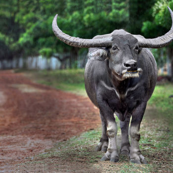Fotografie getiteld "Marajó buffalo" door Celso Lobo, Origineel Kunstwerk, Digitale fotografie
