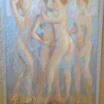 Peinture intitulée "Les baigneuses" par Mumtaz Celtik, Œuvre d'art originale, Huile
