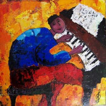 Painting titled "le pianiste" by Cendrine Pannier, Original Artwork