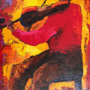 Peinture intitulée "le violoncelliste" par Cendrine Pannier, Œuvre d'art originale