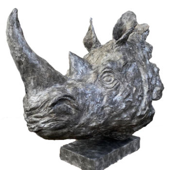제목이 "Rhino"인 조형물 Cendrique Nouchy-Desjeux로, 원작, 테라코타