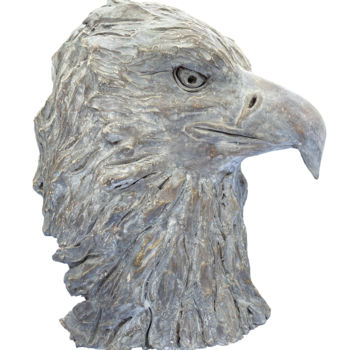 Sculpture titled "Tête d'Aigle" by Cendrique Nouchy-Desjeux, Original Artwork, Terra cotta