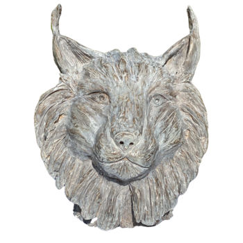 Sculpture titled "Le Lynx" by Cendrique Nouchy-Desjeux, Original Artwork, Terra cotta