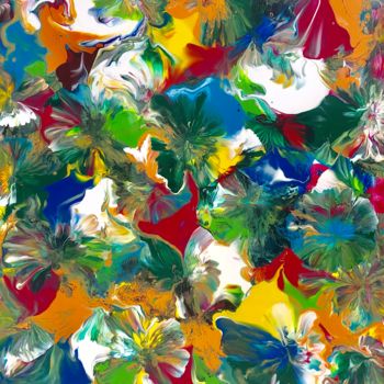 Peinture intitulée "Fleurs MULTICOLORES…" par Cendrique Nouchy-Desjeux (Cendrique Art), Œuvre d'art originale, Acrylique