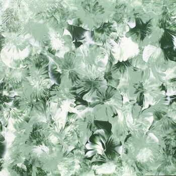 Painting titled "fleurs vert amande" by Cendrique Nouchy-Desjeux (Cendrique Art), Original Artwork, Acrylic Mounted on Wood…