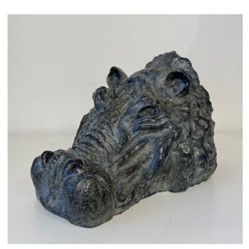 Sculptuur getiteld "TETE HIPPO EN BRONZE" door Cendrique Nouchy-Desjeux (Cendrique Art), Origineel Kunstwerk, Bronzen