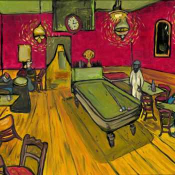 Malerei mit dem Titel "The night café" von Cenk Ozturk, Original-Kunstwerk, Öl Auf Keilrahmen aus Holz montiert