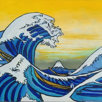 Malerei mit dem Titel "Wave wars" von Cenk Ozturk, Original-Kunstwerk, Öl Auf Keilrahmen aus Holz montiert