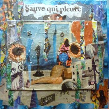 Collages titled "Sauve qui pleure" by Centlad Colle Girl, Original Artwork, Paper cutting