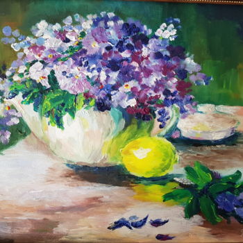 Painting titled "Натюрморт с лимоном" by Regina Grauberger, Original Artwork, Oil