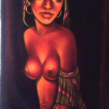 Painting titled "la belle villageoise" by Blackson Malengela, Original Artwork, Acrylic