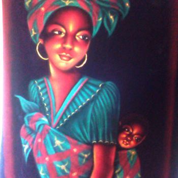 Malerei mit dem Titel "Mama Afrika" von Blackson Malengela, Original-Kunstwerk, Tinte