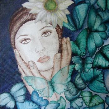 Painting titled "Retrato" by Cristina Centurion, Original Artwork