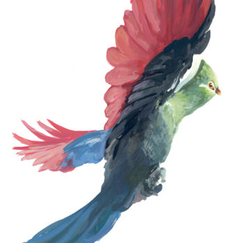 Peinture intitulée "grand-oiseau-ailes-…" par Pascal Cerchiario, Œuvre d'art originale, Gouache