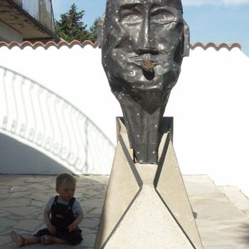 Sculpture intitulée "Tête de plomb tiran…" par Christian Cerisola, Œuvre d'art originale, Métaux