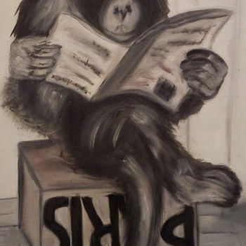 Pintura intitulada "le-singe" por Annick Cernesse, Obras de arte originais
