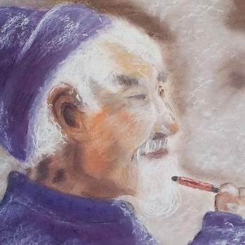 Peinture intitulée "le-vieillard" par Annick Cernesse, Œuvre d'art originale, Pastel