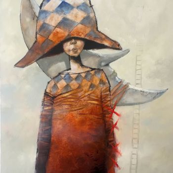 Pintura titulada "el arlequín y la lu…" por Cesar Ayllón, Obra de arte original