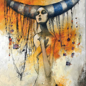 Pintura titulada "la virgen del deseo" por Cesar Ayllón, Obra de arte original
