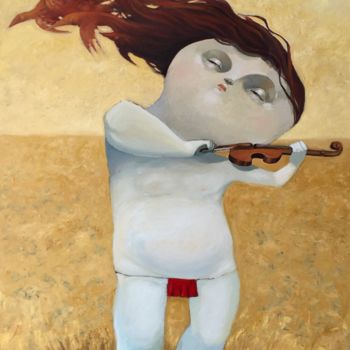 Schilderij getiteld "Violinista" door Cesar Ayllón, Origineel Kunstwerk