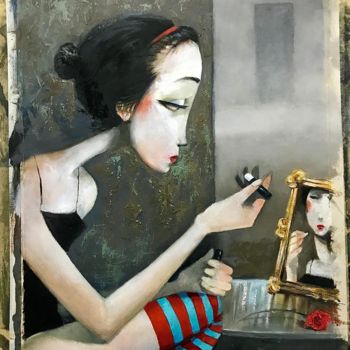 Painting titled "maquillaje" by Cesar Ayllón, Original Artwork, Oil