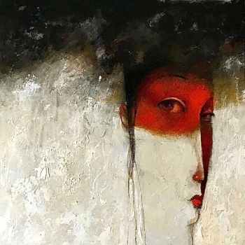 Pintura titulada "Personaje en rojo" por Cesar Ayllón, Obra de arte original, Oleo