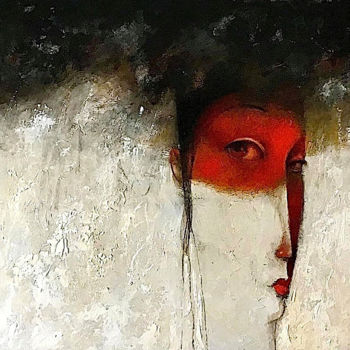 Pittura intitolato "máscara roja" da Cesar Ayllón, Opera d'arte originale, Olio