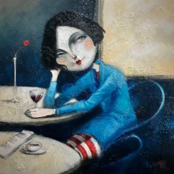 Pintura titulada "La Niña de azul" por Cesar Ayllón, Obra de arte original, Oleo
