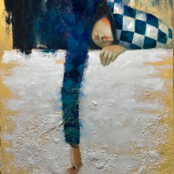 Картина под названием "Descanso del Arlequ…" - Cesar Ayllón, Подлинное произведение искусства, Масло