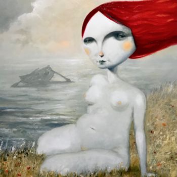 Painting titled "Sirena del amanecer" by Cesar Ayllón, Original Artwork, Oil