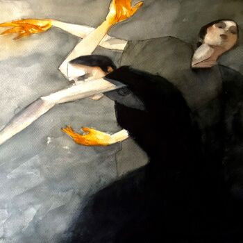 Painting titled "Danza" by Cesar Ayllón, Original Artwork, Watercolor