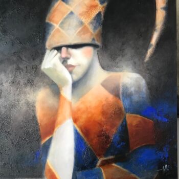 Schilderij getiteld "En descanso" door Cesar Ayllón, Origineel Kunstwerk, Olie Gemonteerd op Frame voor houten brancard