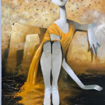 Painting titled "Me acompañas?" by Cesar Ayllón, Original Artwork, Oil Mounted on Wood Stretcher frame