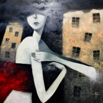 Painting titled "Noche" by Cesar Ayllón, Original Artwork, Oil
