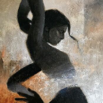 Painting titled "Danza contraste" by Cesar Ayllón, Original Artwork, Oil
