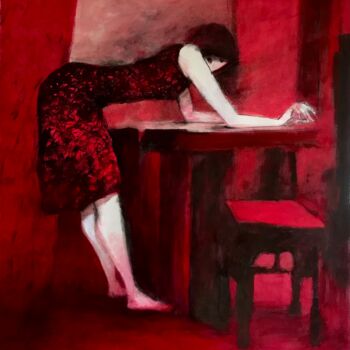 Pittura intitolato "Red" da Cesar Ayllón, Opera d'arte originale, Olio