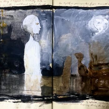 Pintura titulada "Luna llena" por Cesar Ayllón, Obra de arte original, Acuarela