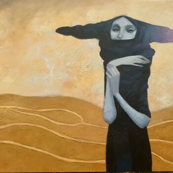 Painting titled "Dunas" by Cesar Ayllón, Original Artwork, Oil Mounted on Wood Stretcher frame