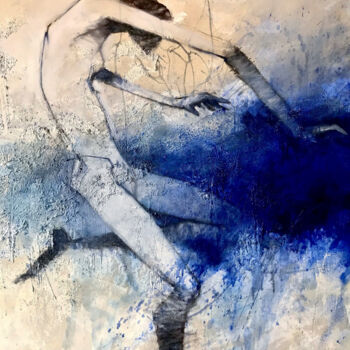 Peinture intitulée "Danza en azules" par Cesar Ayllón, Œuvre d'art originale, Huile