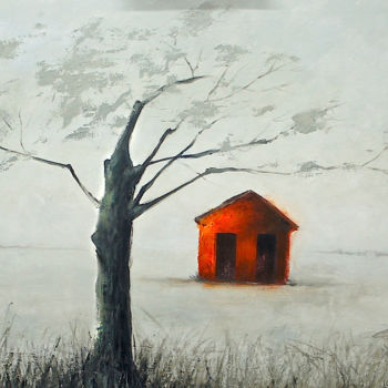 Painting titled "casita roja" by Cesar Ayllón, Original Artwork