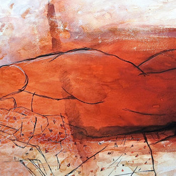 Peinture intitulée "desnudo en rojo" par Cesar Ayllón, Œuvre d'art originale