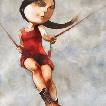 Malerei mit dem Titel "columpio" von Cesar Ayllón, Original-Kunstwerk